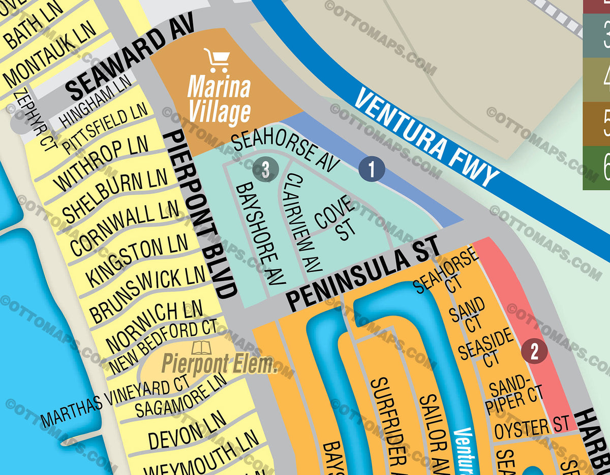 Ventura Beach / Ventura Harbor Map, Ventura, Los Angeles County, CA ...