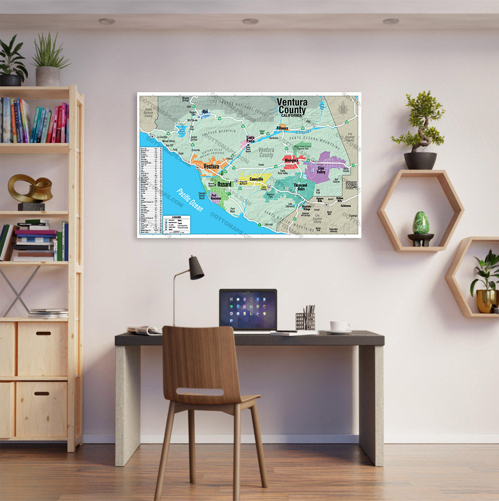 Ventura County Map (no zip codes) - POSTER PRINTS