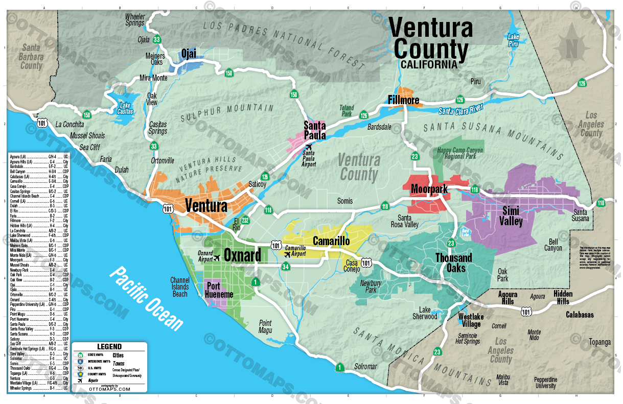 Ventura County Map (no zip codes) - FILES - PDF and Adobe Illustrator - no box