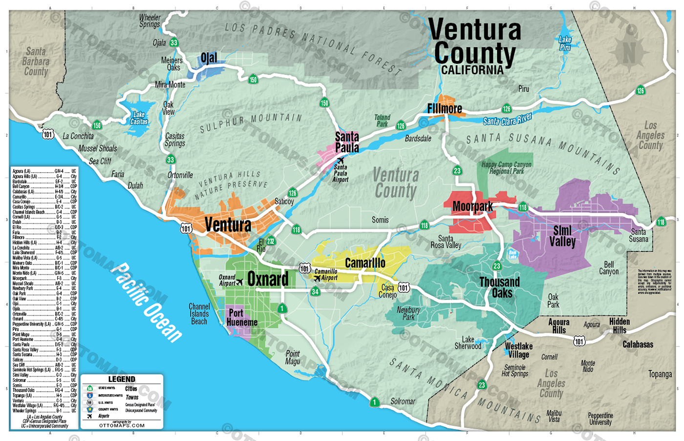 Ventura County Map (no zip codes) - FILES - PDF and Adobe Illustrator - no box