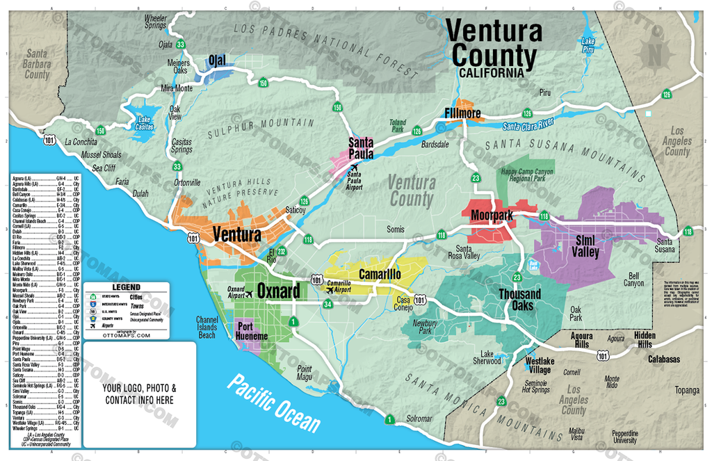 Ventura County Map (no zip codes) - FILES - PDF and Adobe Illustrator ...