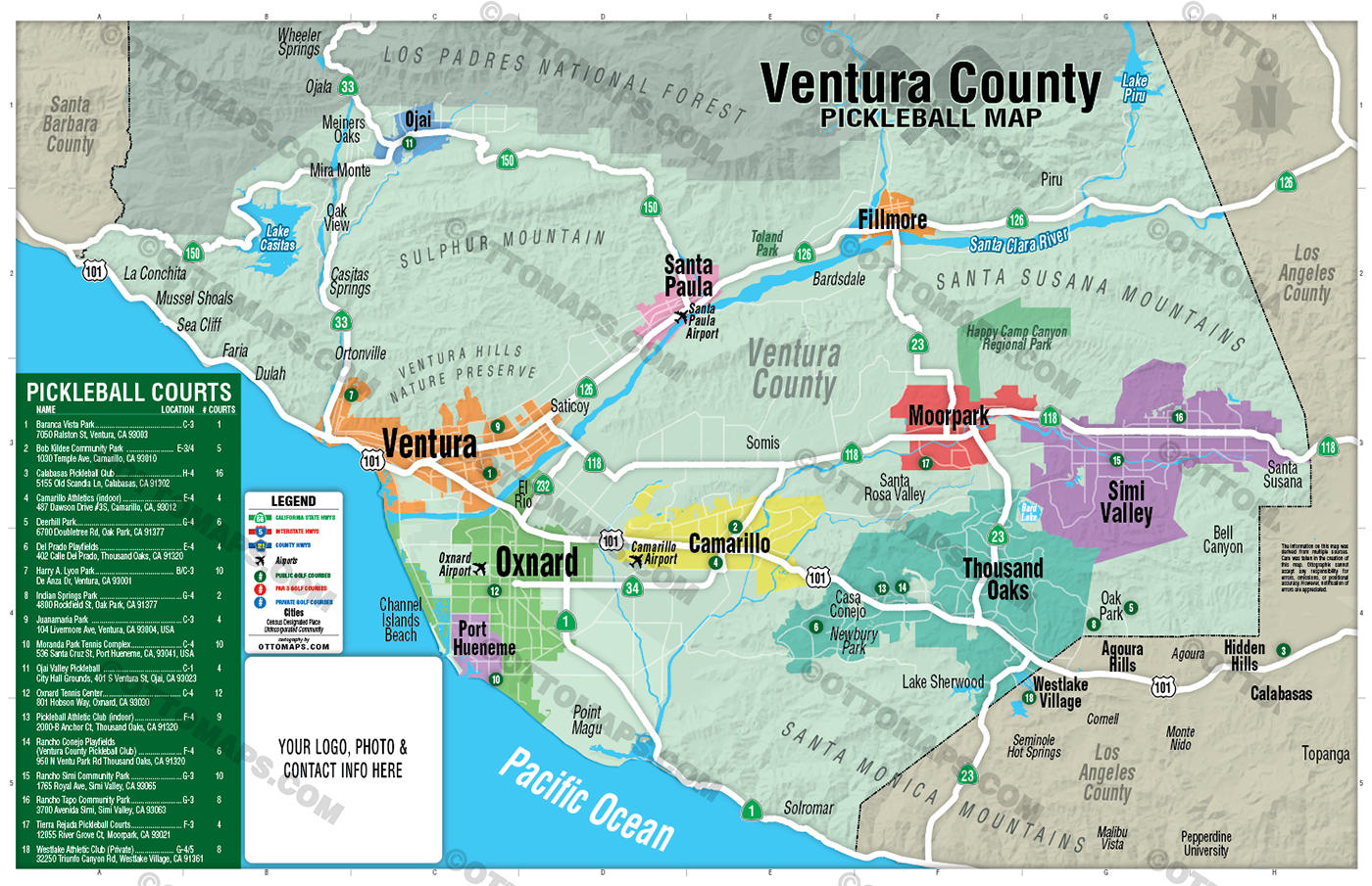 Ventura County Pickleball Map - FILES - PDF and Adobe Illustrator