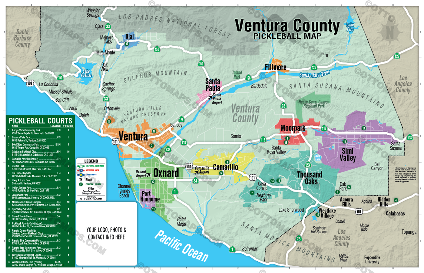 Ventura County Pickleball Map - FILES - PDF and Adobe Illustrator