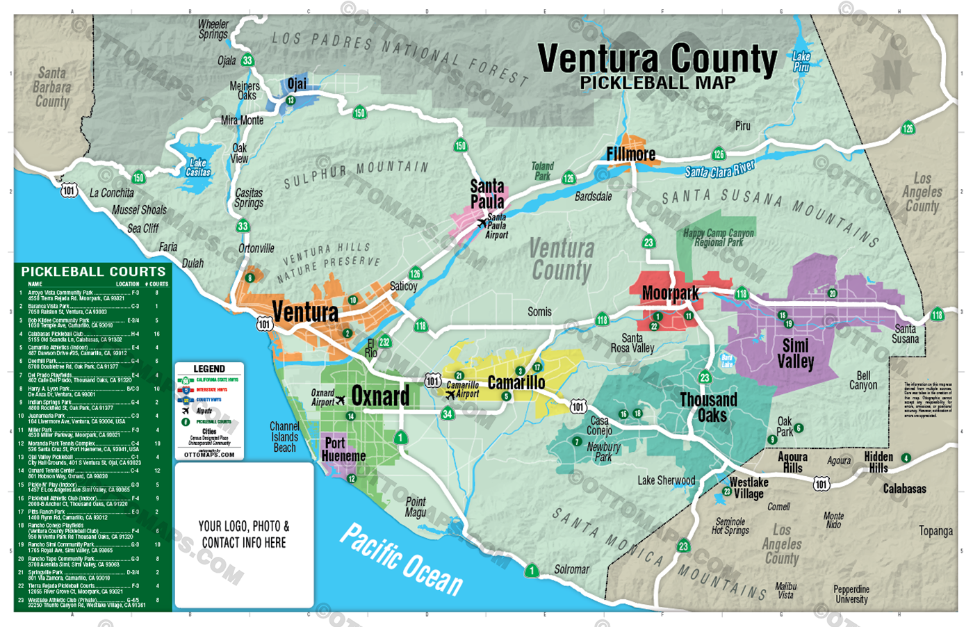 Ventura County Pickleball Map - FILES - PDF and Adobe Illustrator