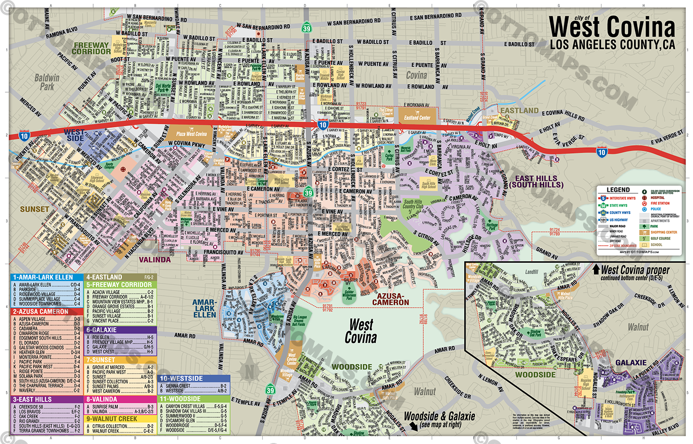 West Covina Map - PDF, editable, royalty free