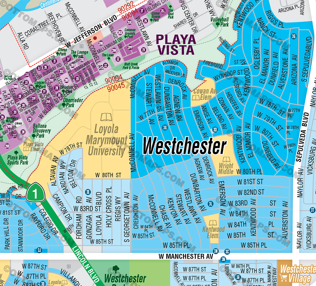 Westchester - Playa Del Rey Community Plan Map, Los Angeles County, CA ...