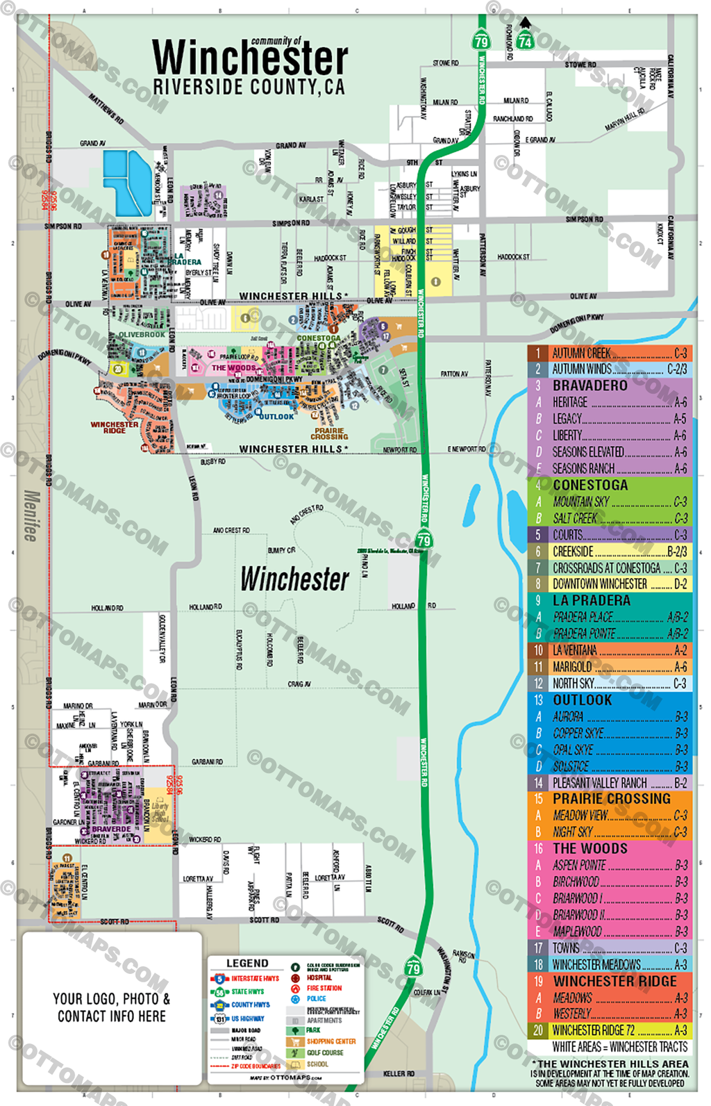 Winchester Map, Riverside County, CA - FILES - PDF and AI, editable, v ...