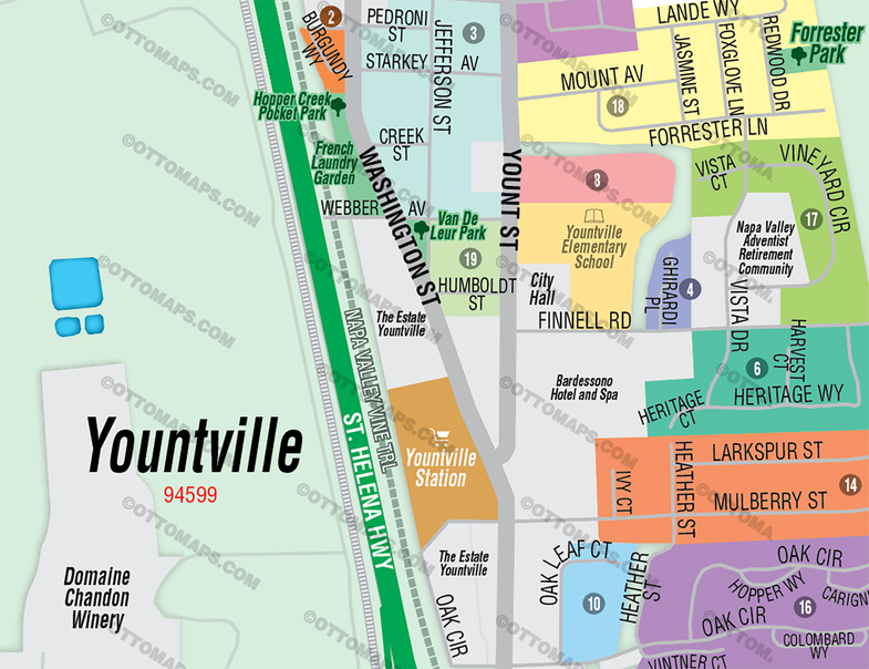 Yountville Map, Napa County, CA - FILES - PDF and Adobe Illustrator