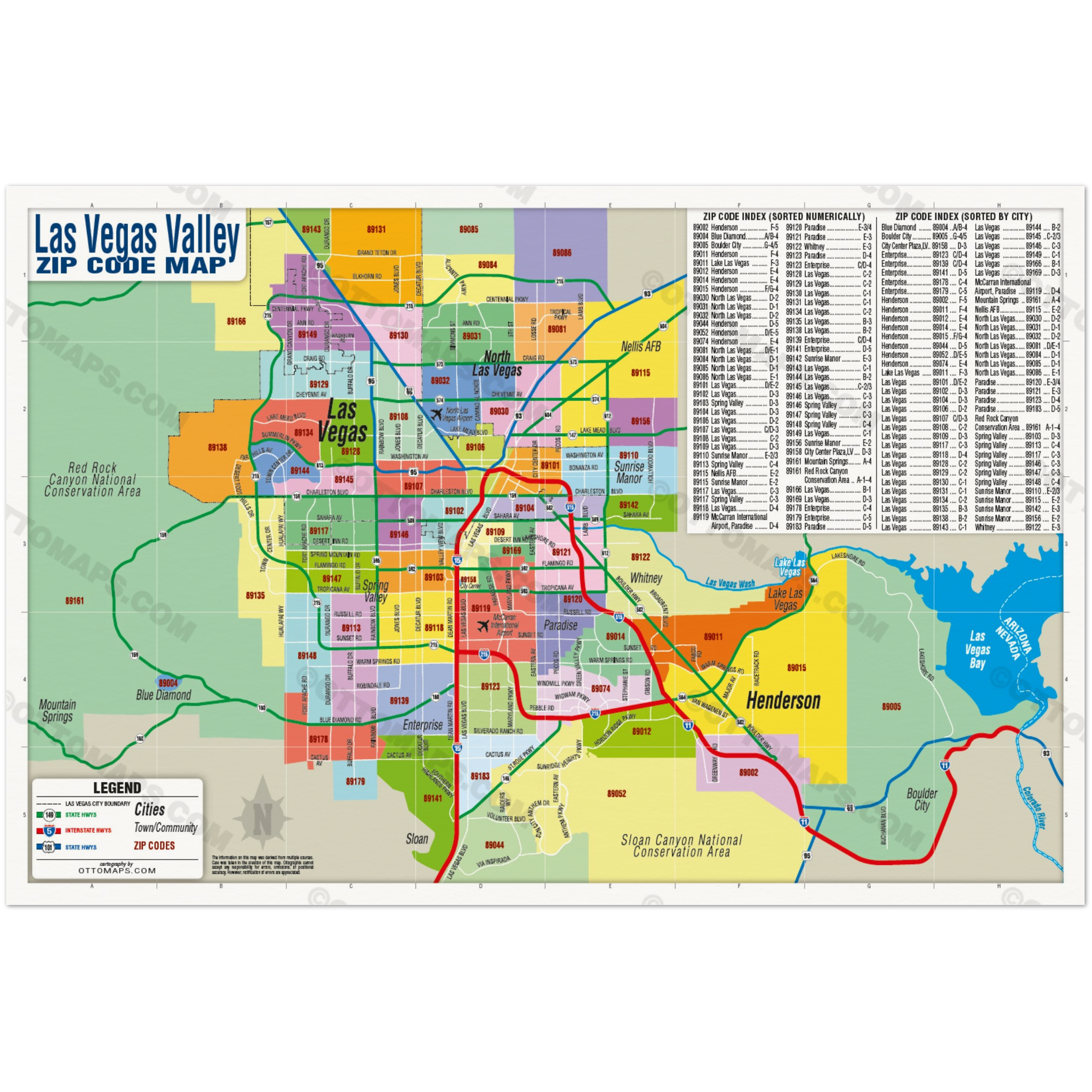 Las Vegas Valley Zip Code Map - POSTER PRINTS