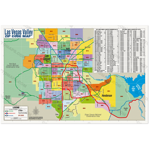Las Vegas Zip Code Map POSTER PRINTS Otto Maps