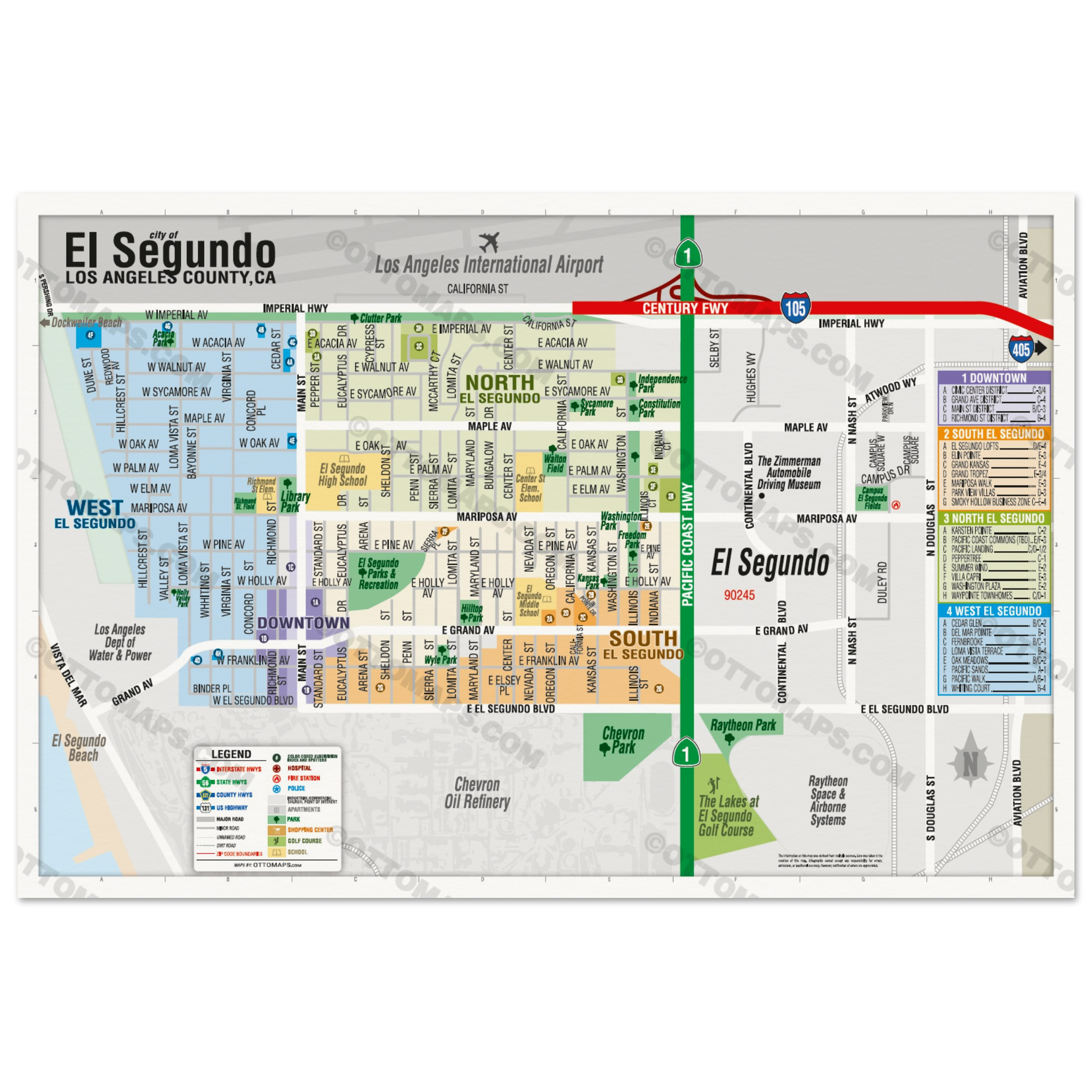 El Segundo Map, Los Angeles County, CA - POSTER PRINTS