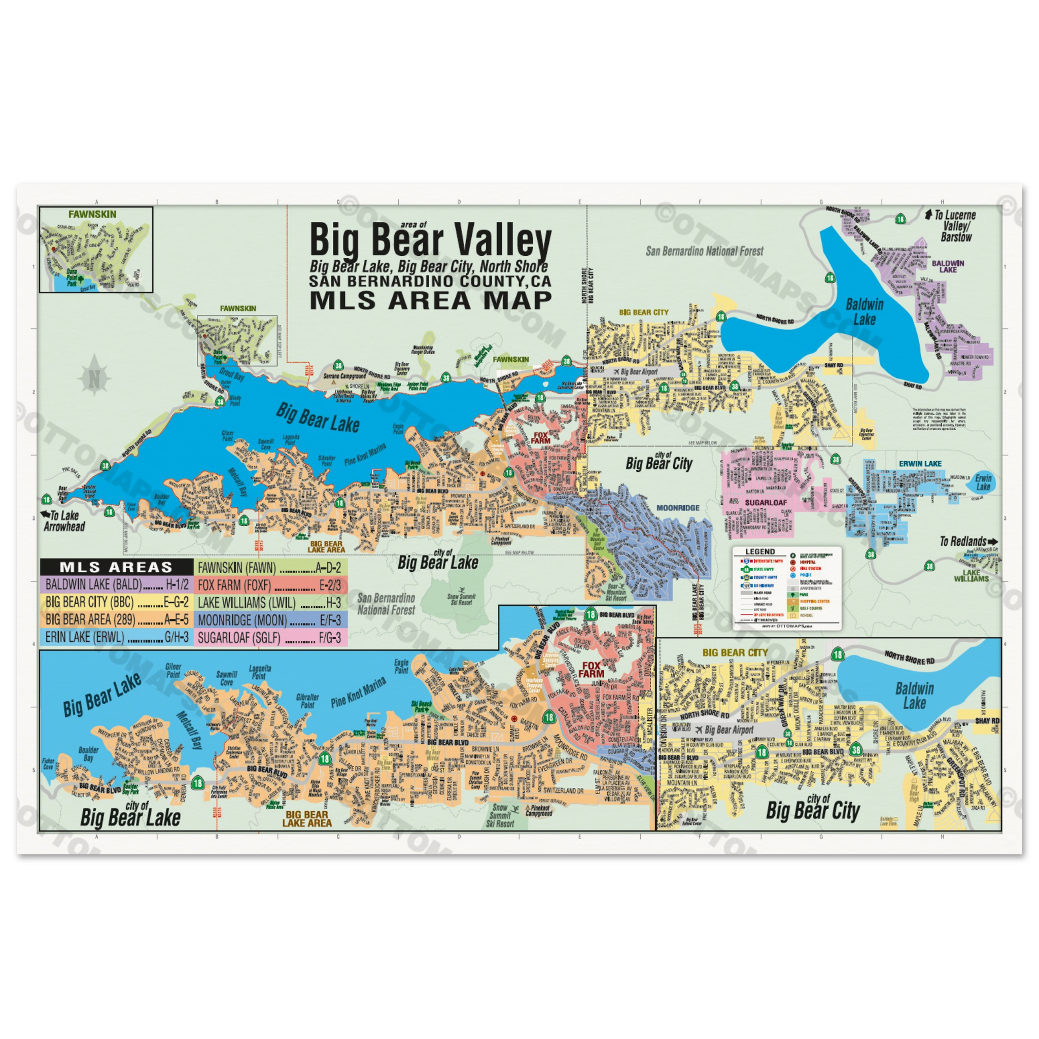 Big Bear Valley MLS Area Map - POSTER PRINTS