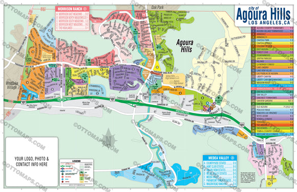Agora Hills Map - PDF, layered, royalty free