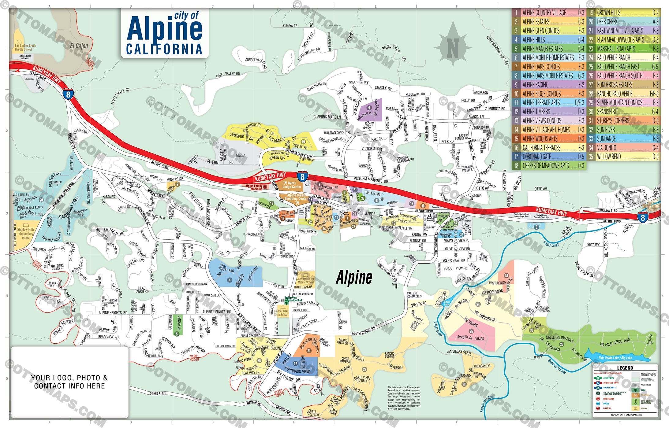 Alpine Map - FILES: PDF and AI FILES, vector, editable, San Diego County, CA