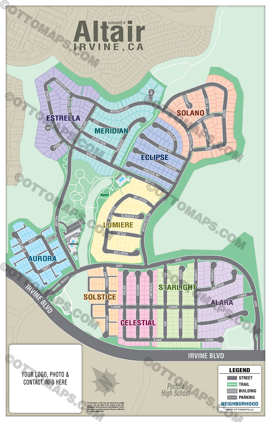 Altair Map, Irvine, CA - FILES - PDF and AI, editable, royalty free