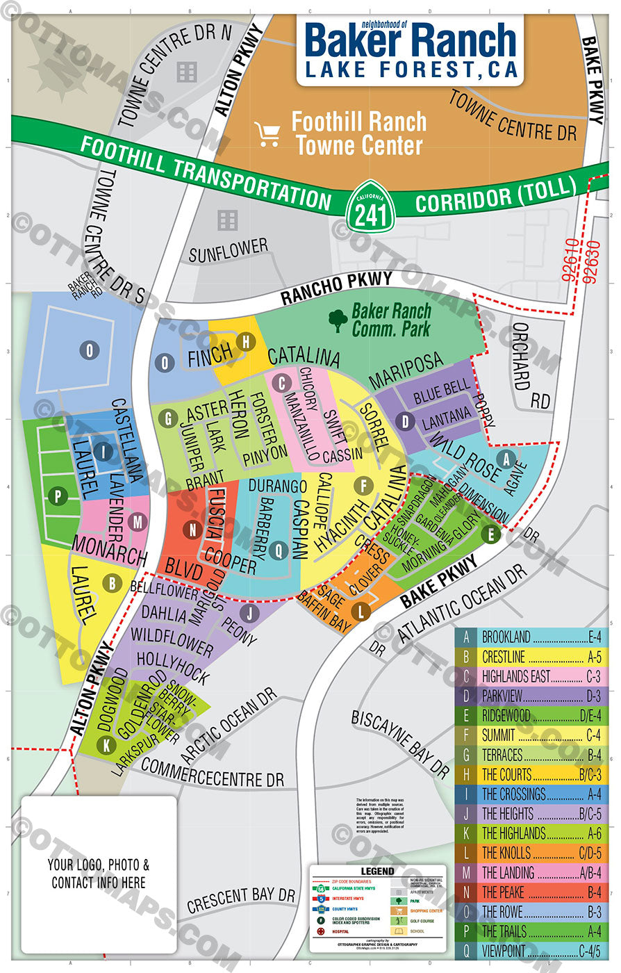 Baker Ranch Map, Lake Forest, CA - FILES - PDF and AI, editable, vector, royalty free