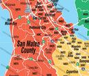 Bay Area Zip Code Map - PDF, editable, royalty free