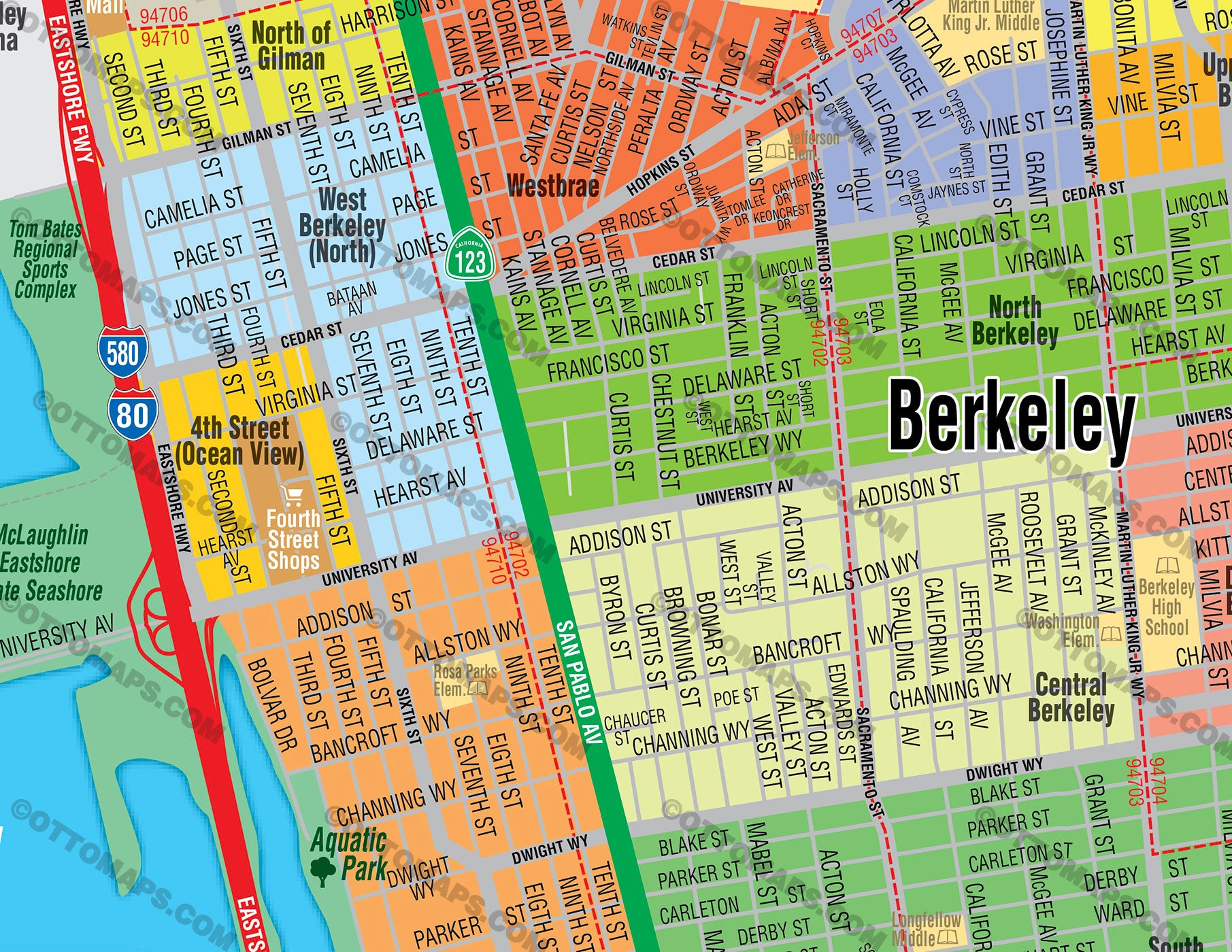 Berkley Map, Alameda County, CA - PDF, vector, royalty free