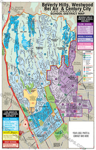 Beverly Hills, Bel Air, Westwood, Century City Map - School District Map - PDF, editable, royalty free