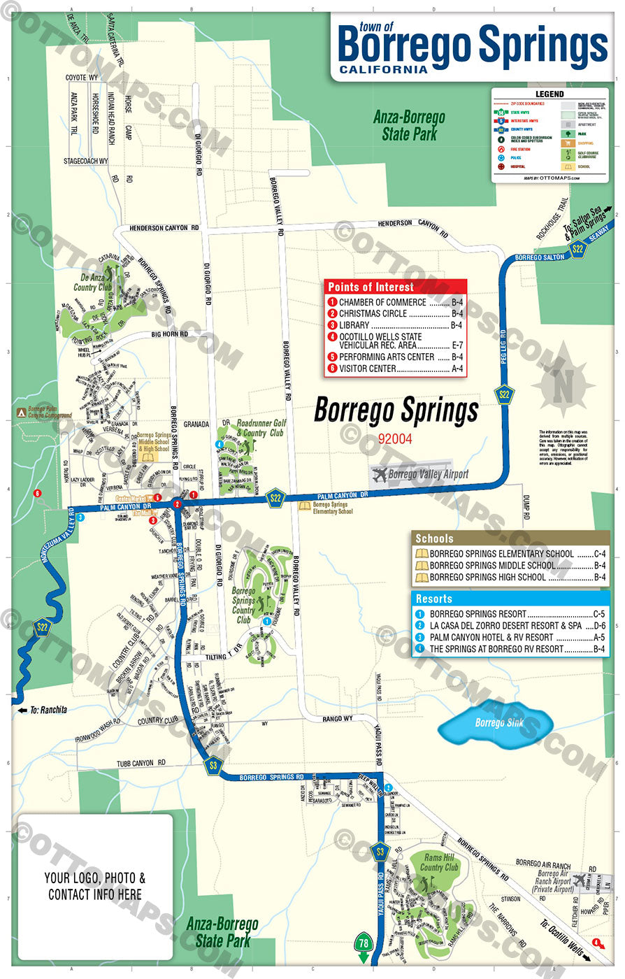 Borrego Springs Map, San Diego County, CA