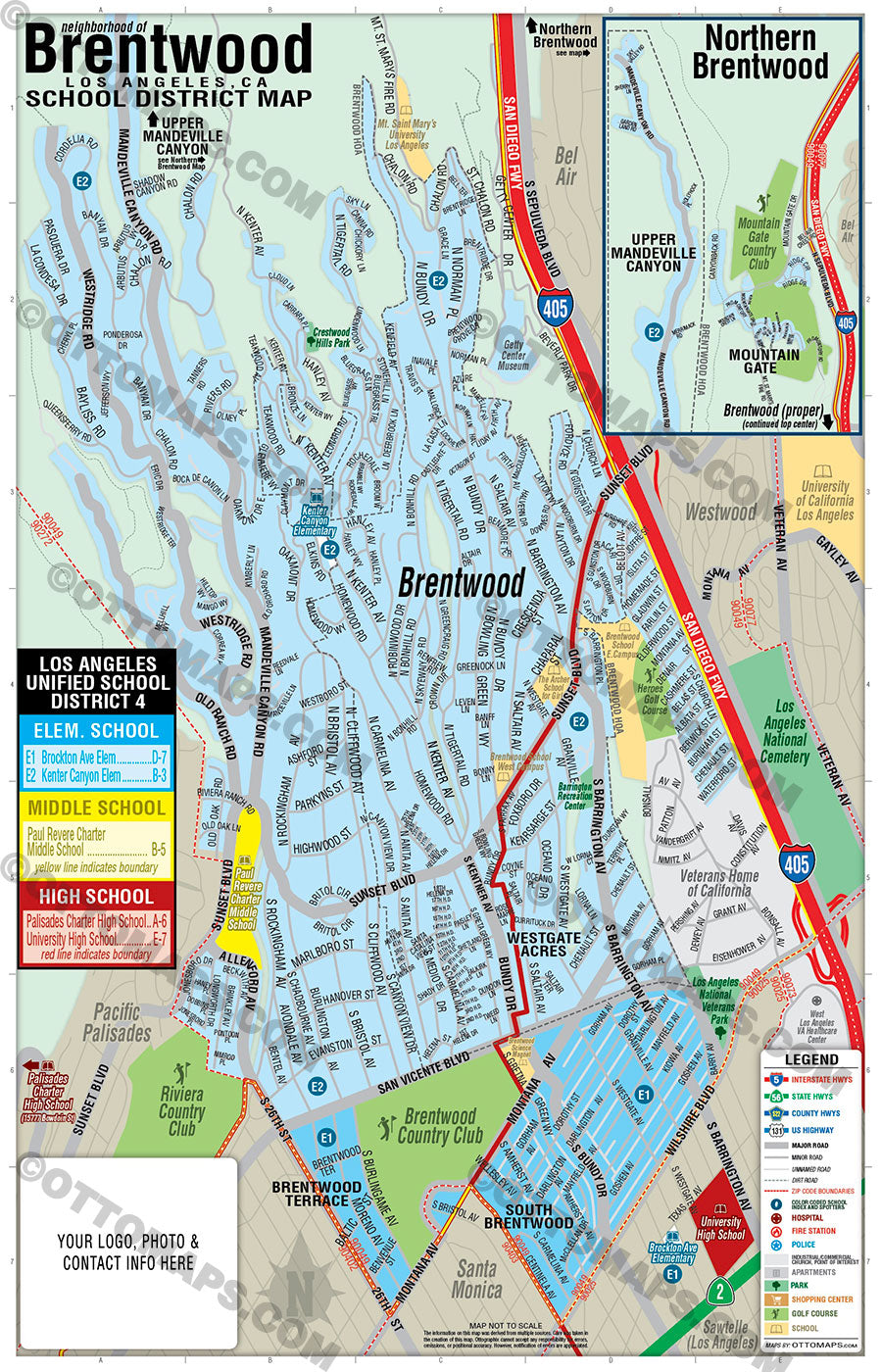 Brentwood School District Map - FILES - PDF and AI, editable, vector, royalty free