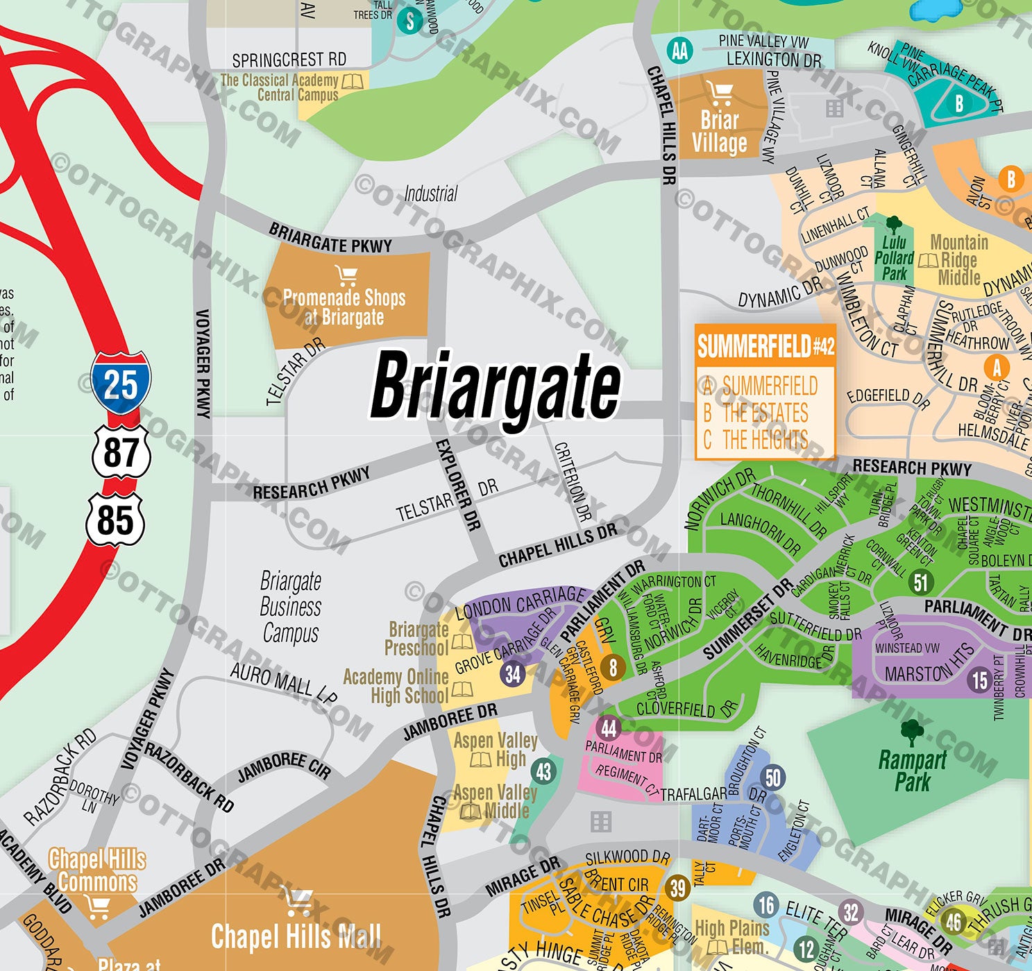 Briargate, Colorado Springs, CO - FILES - PDF and AI, editable, vector, royalty free