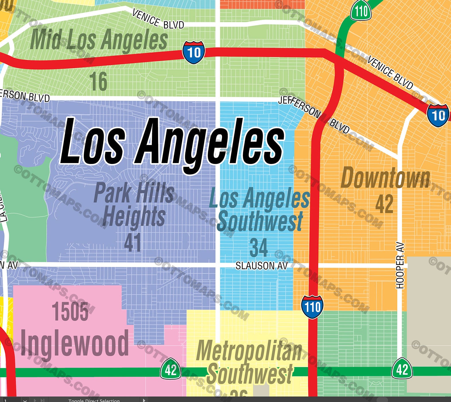 CLAW Map - Los Angeles Westside MLS Area Map - PDF, editable, royalty free