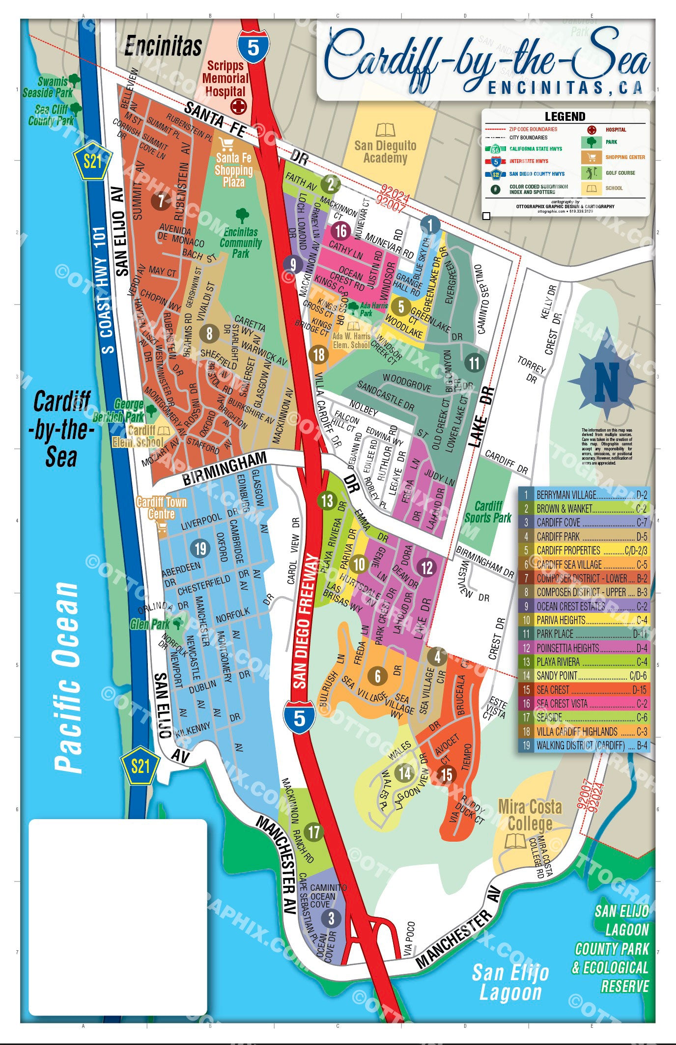 Cardiff by the Sea Map San Diego County CA Otto Maps