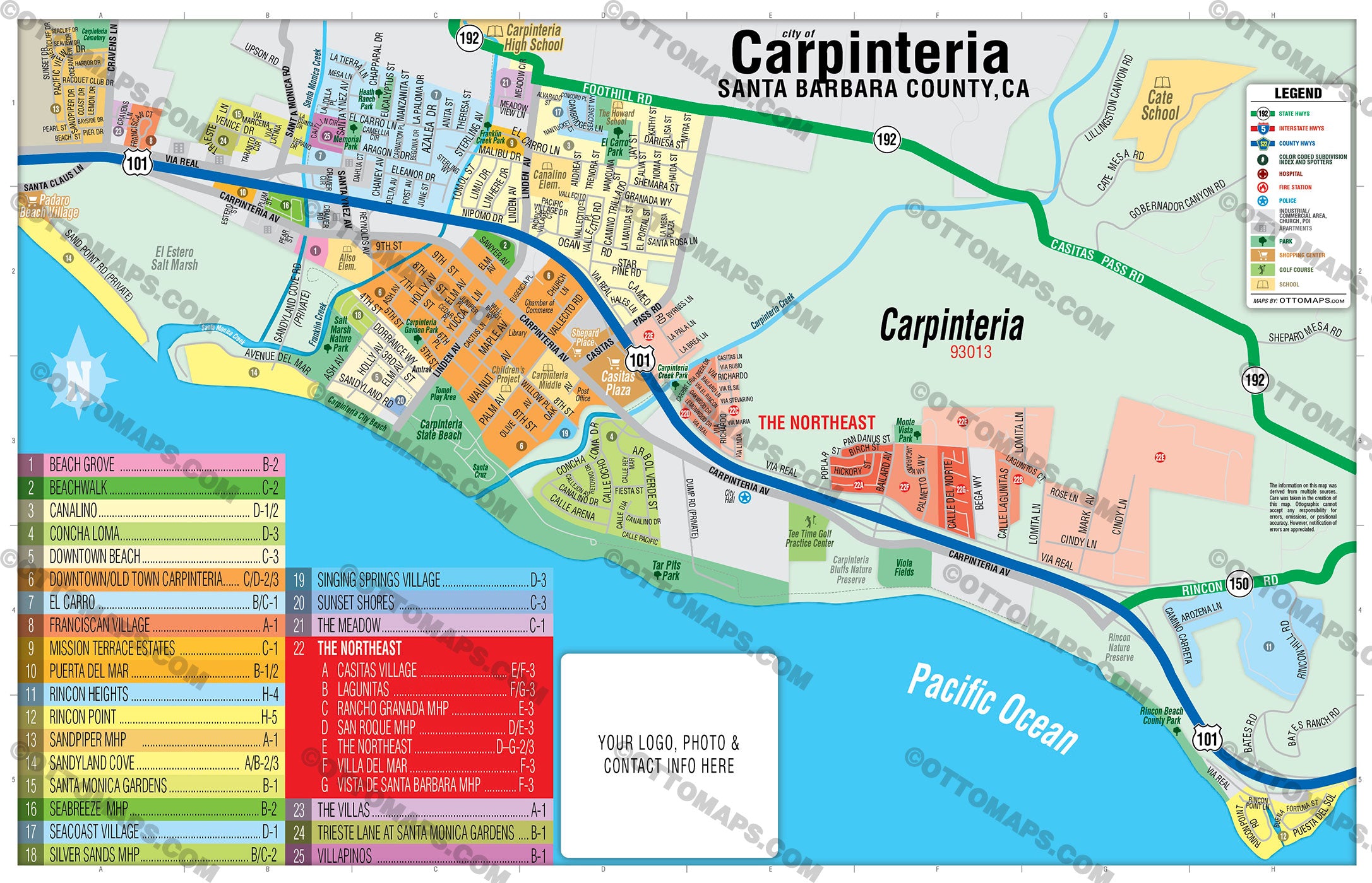 Carpinteria Map - PDF, editable, royalty free