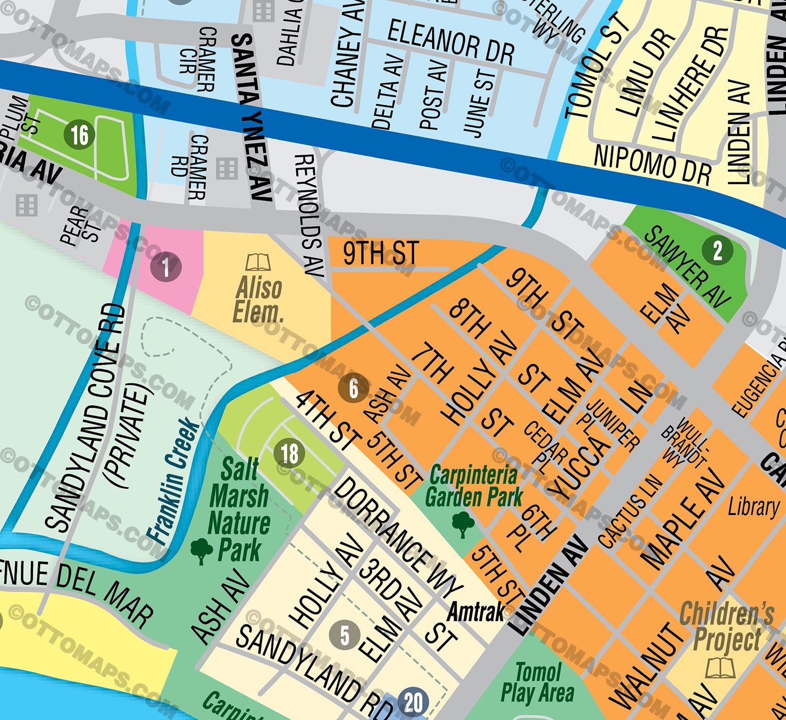 Carpinteria Map - PDF, editable, royalty free