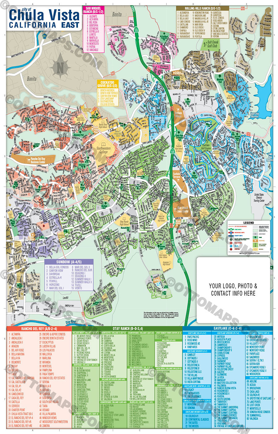 Chula Vista Map - PDF, editable, royalty free