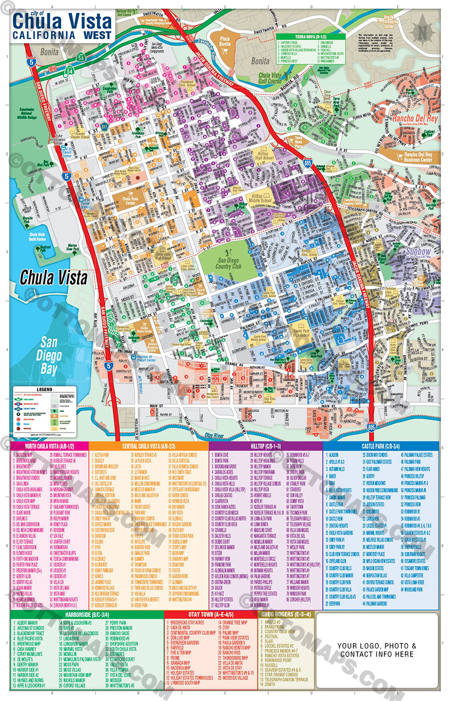 Chula Vista Map - PDF, editable, royalty free