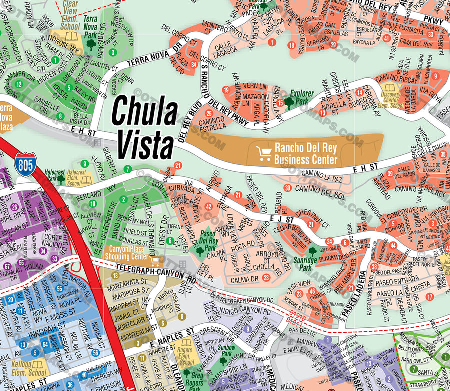 Chula Vista EAST Map, San Diego County, CA