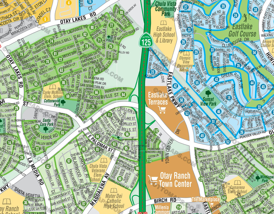 Chula Vista WEST Map, San Diego County, CA