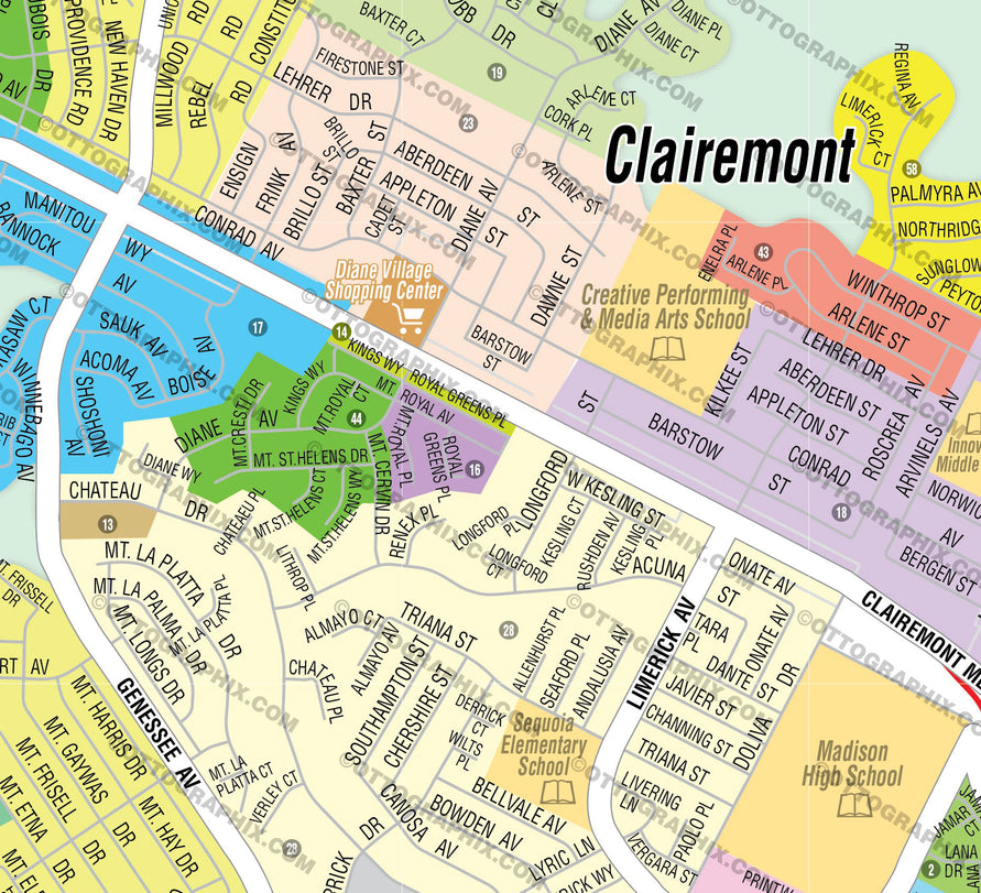 Clairemont Map, San Diego County, CA