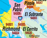 Contra Costa County Zip Code Map - PDF, editable, royalty free