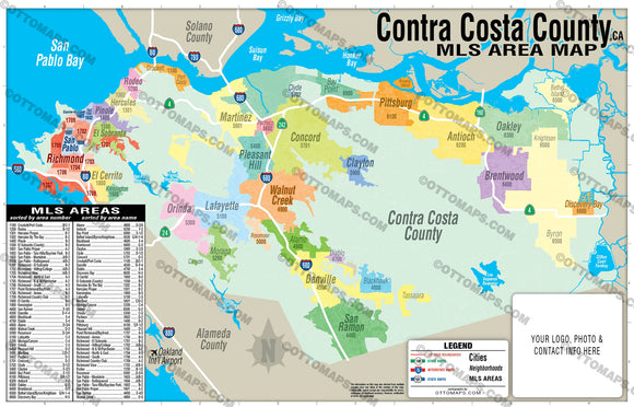 Contra Costa County MLS Area Map - California – Otto Maps