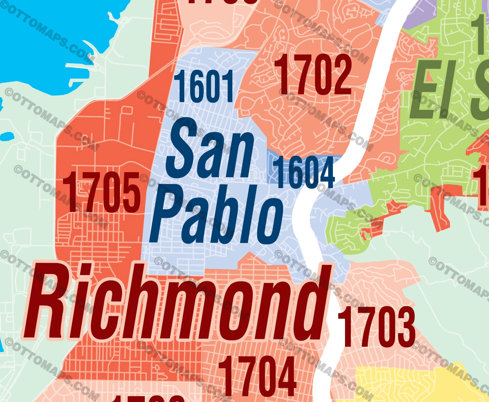 Contra Costa County MLS Area Map - California - FILES - PDF and AI, editable, vector, royalty free