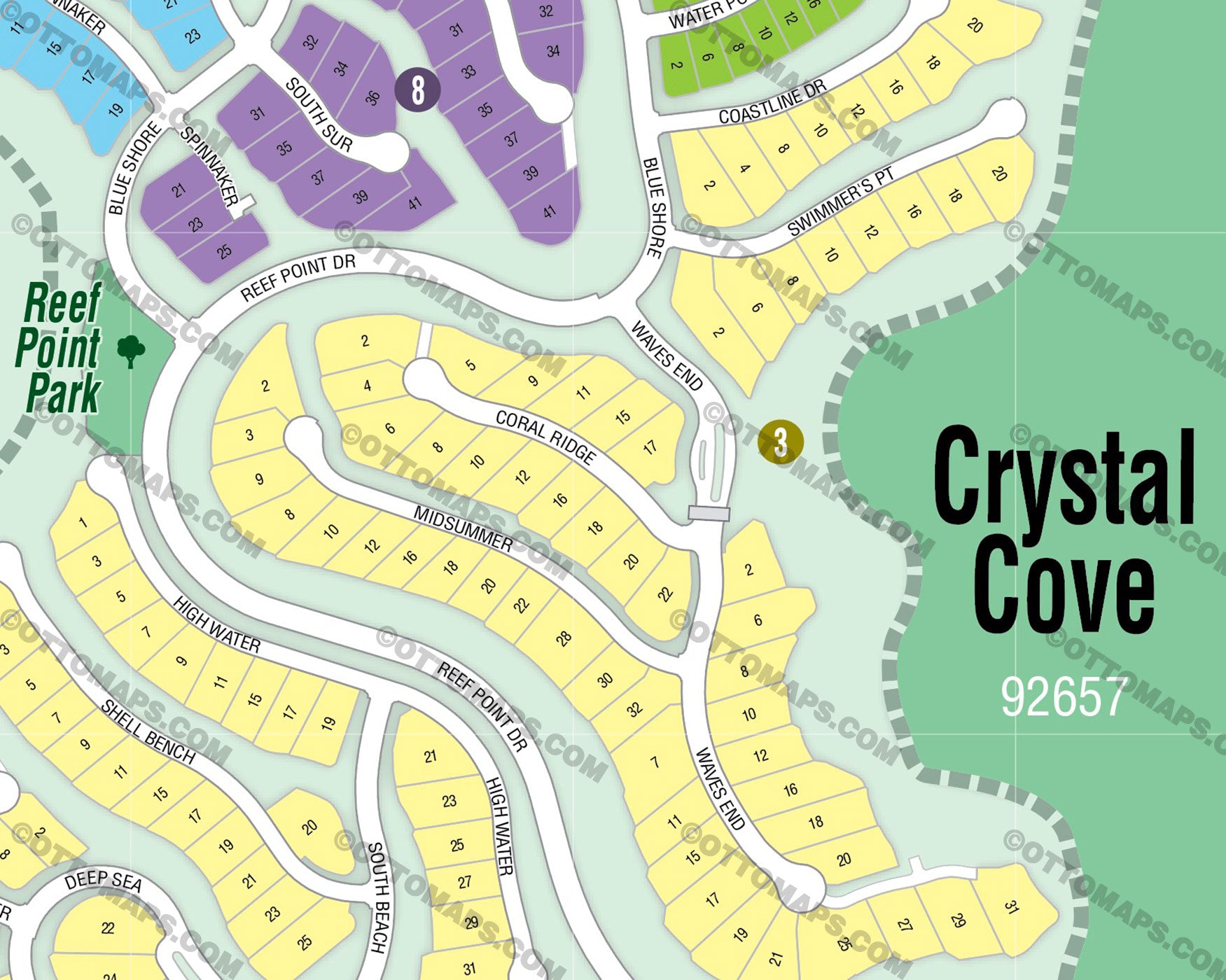 Crystal Cove HOA Community Map - PDF, editable, royalty free