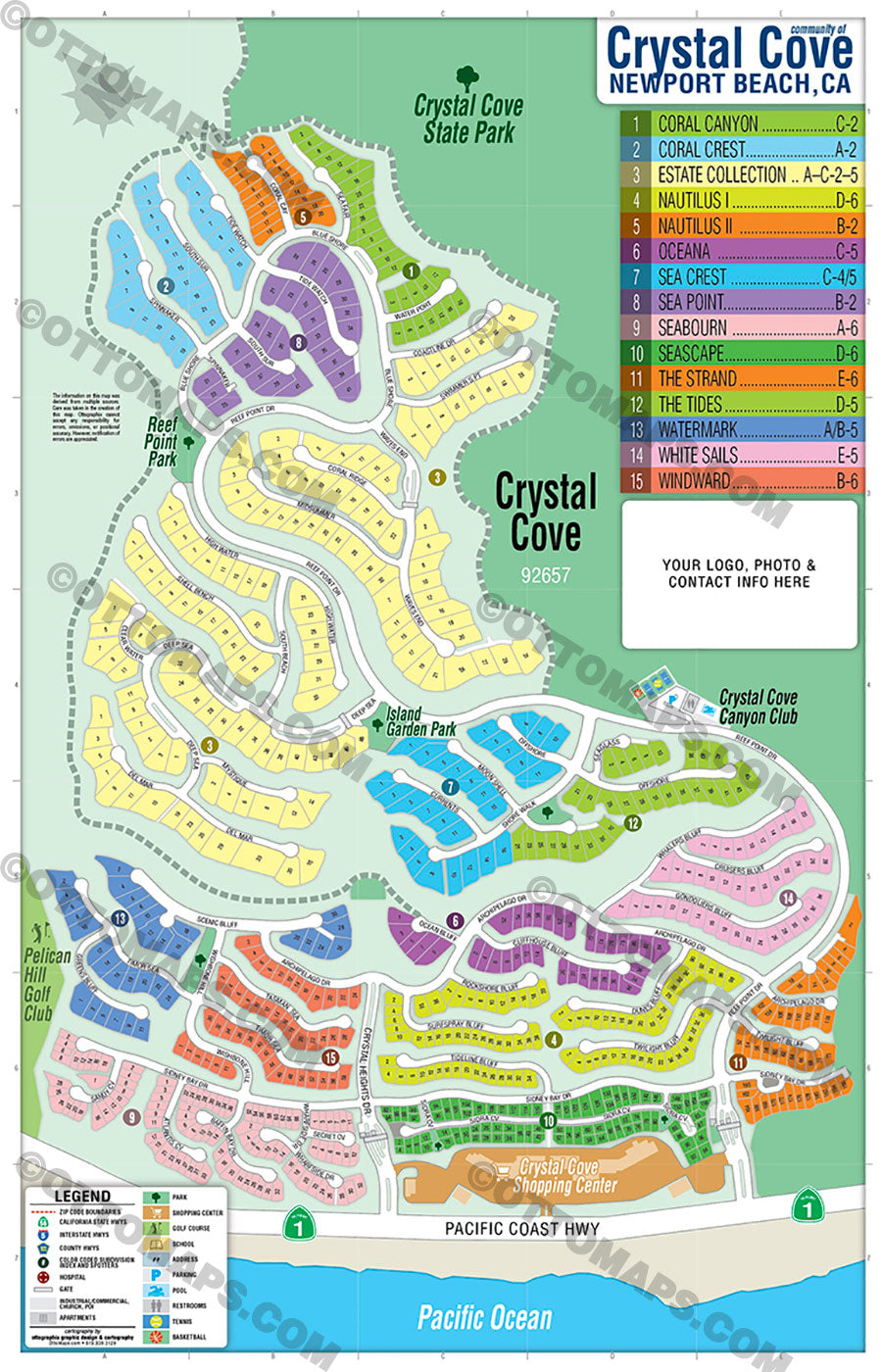 Crystal Cove HOA Community Map - PDF, editable, royalty free