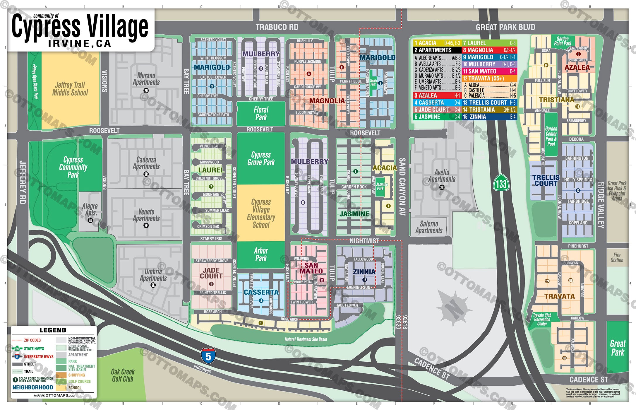 Cypress Village Map, Irvine, CA - FILES - PDF and AI, editable, vector, royalty free