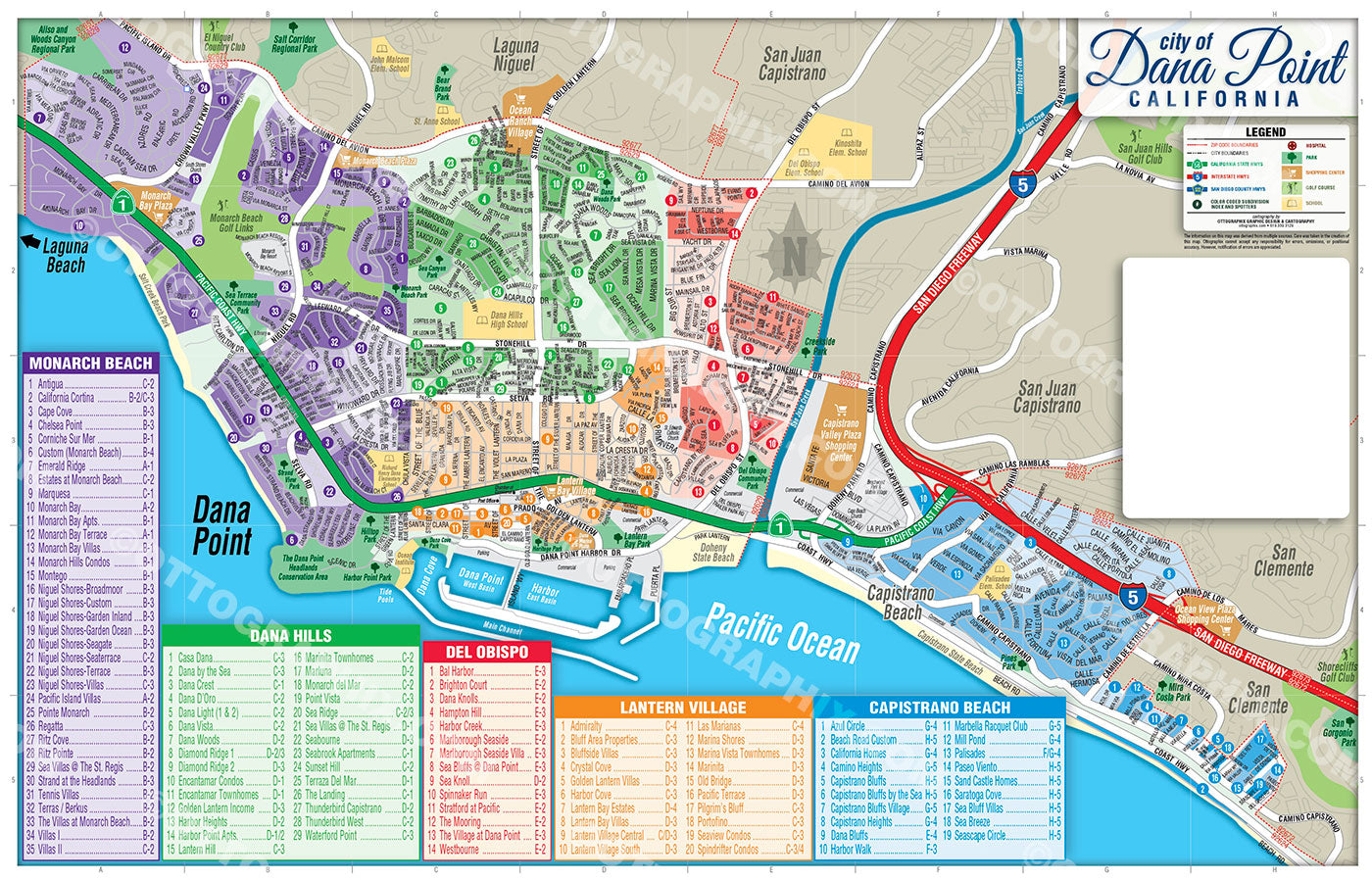 Dana Point Map, Orange County, CA - FILES - PDF and AI, editable, vector, royalty free