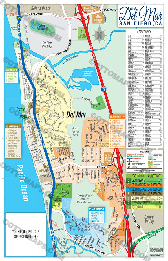 Del Mar Map - PDF, editable, Royalty Free