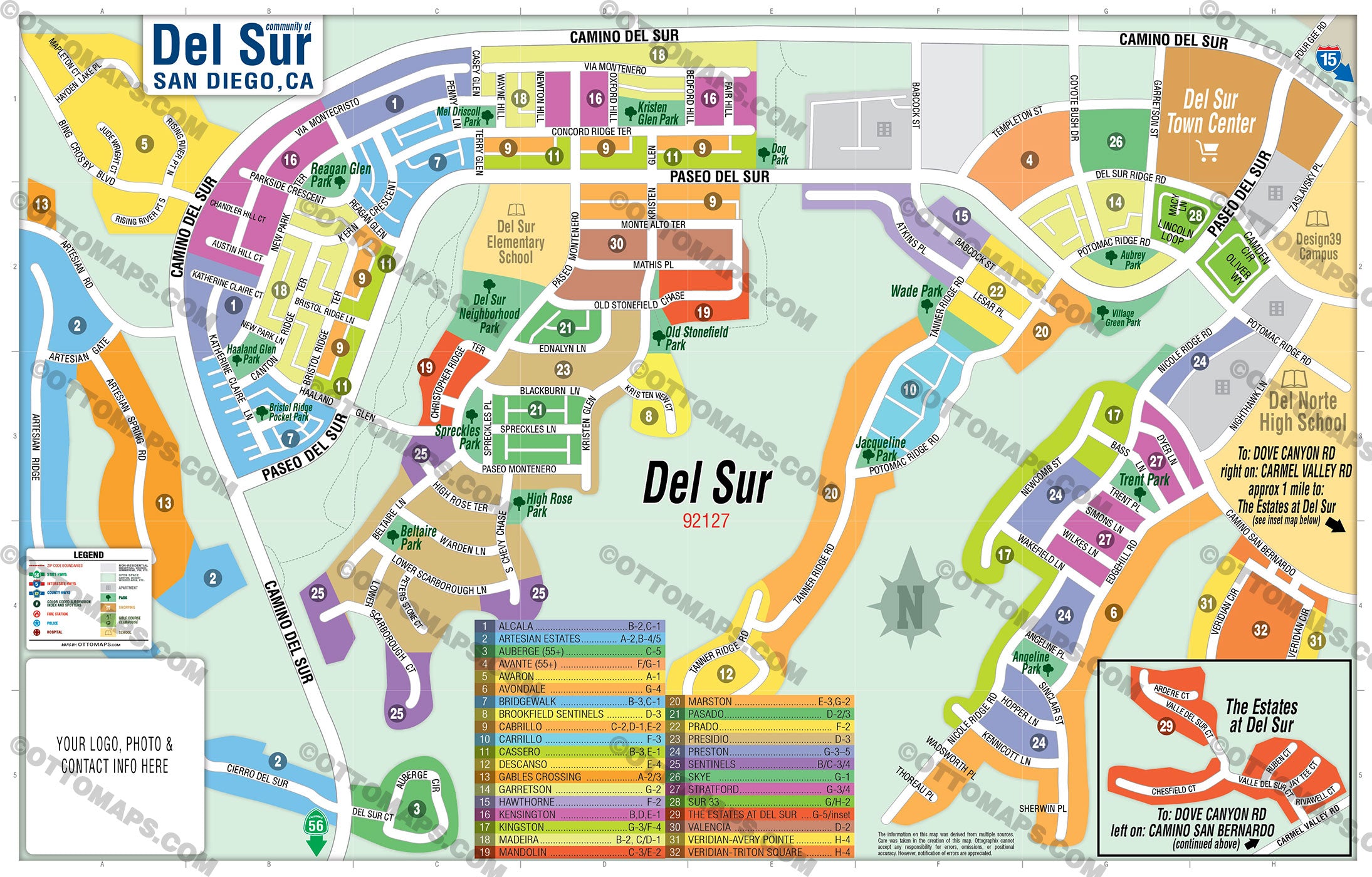 Del Sur Map, San Diego County, CA