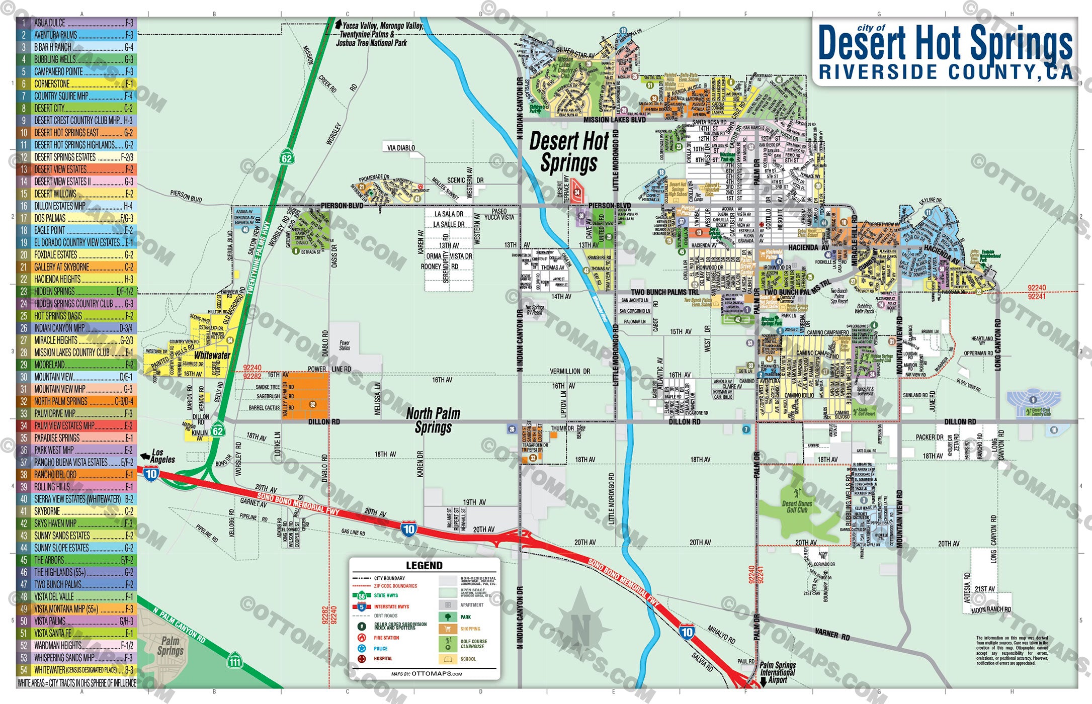 Desert Hot Spring Map - PDF, editable, royalty free