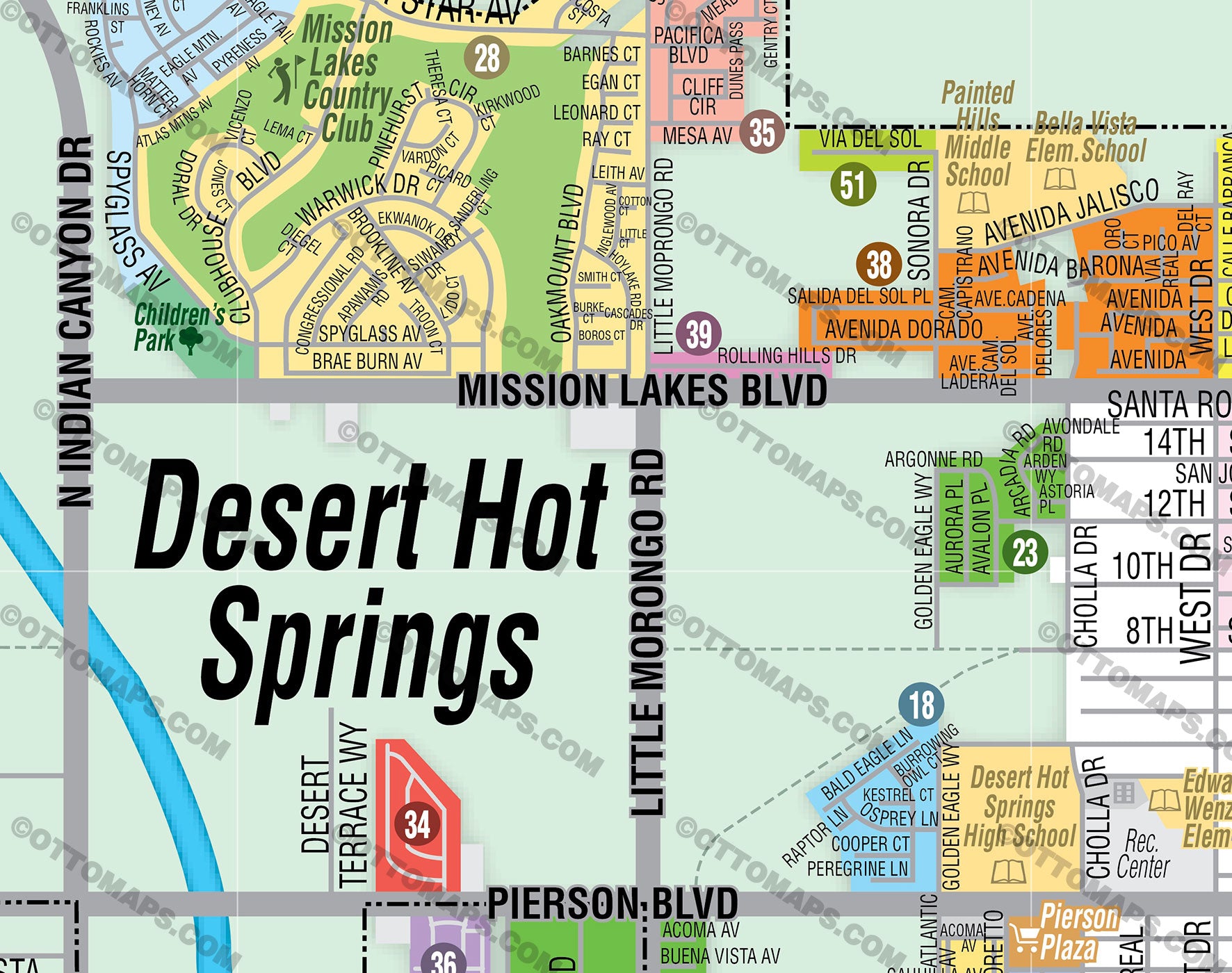 Desert Hot Springs Map, Riverside County, CA - FILES - PDF and AI, editable, vector, royalty free