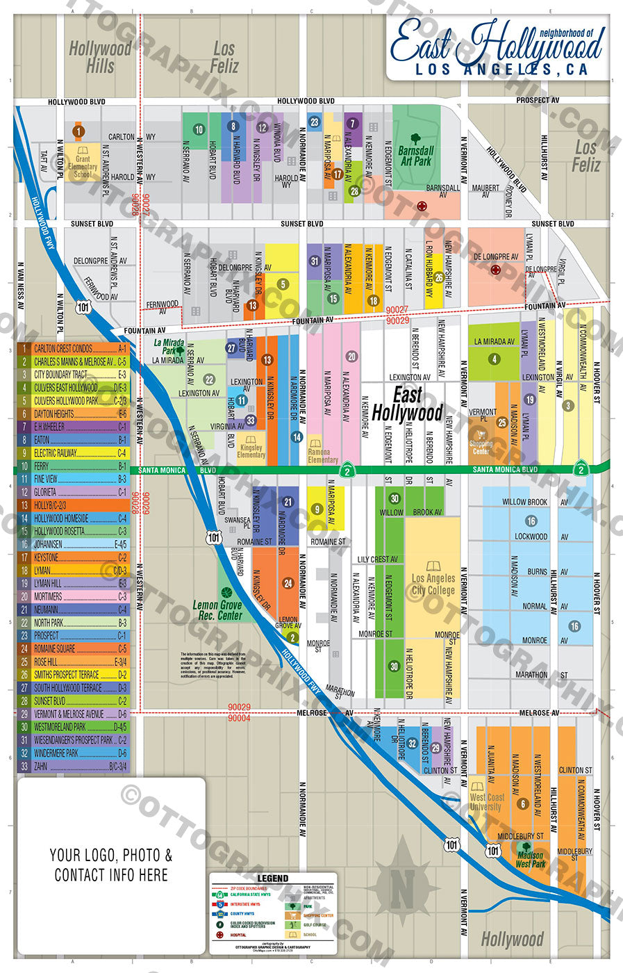 East Hollywood Map - PDF, layered, editable