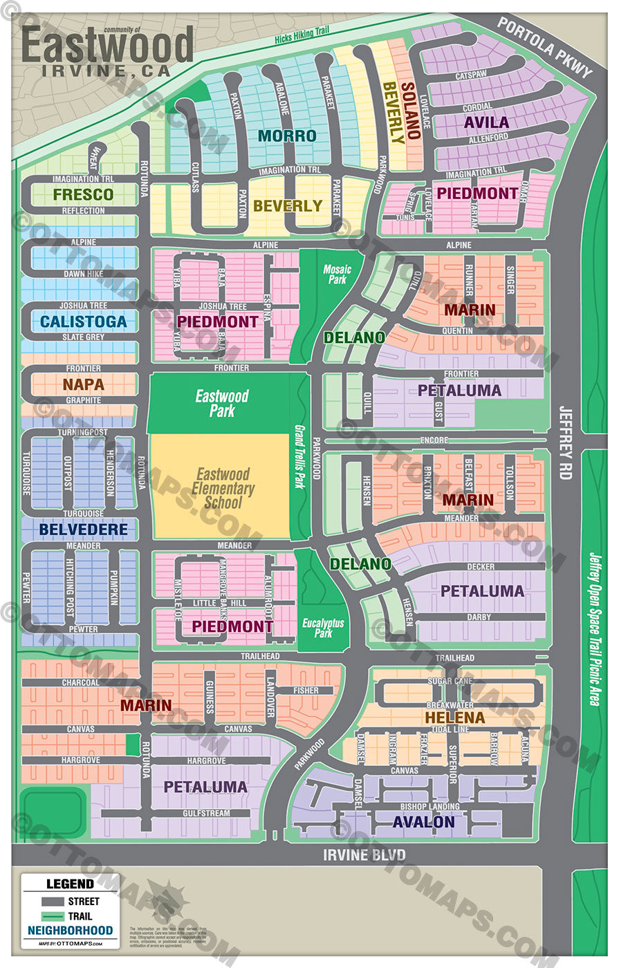 Eastwood Map, Irvine, CA - PDF, editable, royalty free - FILES - PDF and AI, editable, vector, royalty free