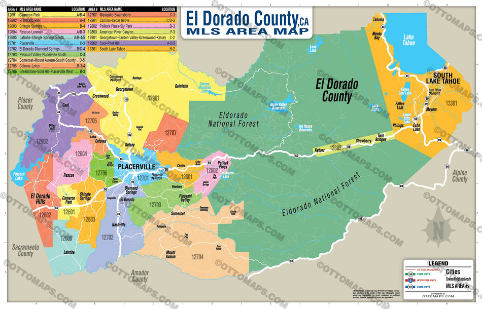 El Dorado County MLS Area Map - California - FILES - PDF and AI, edita ...