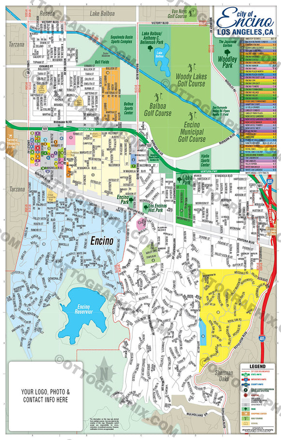 Encino Map, Los Angeles County, CA